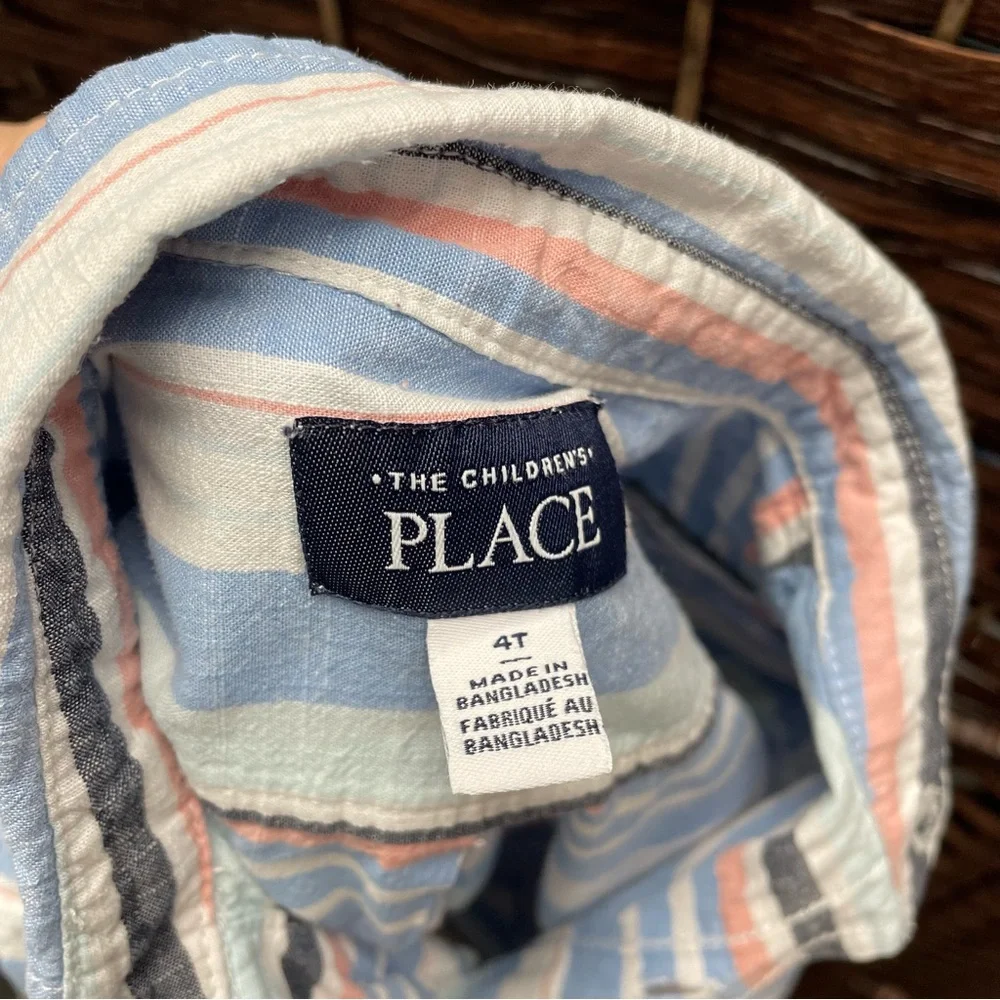 The Children's Place White and Blue Button Down Shirts, 2-Pack.